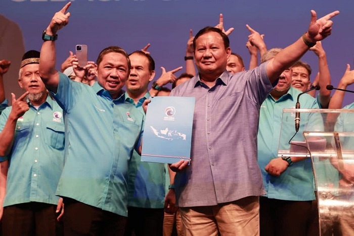 Ketua Umum Partai Gerindra Prabowo Subianto di acara di acara deklarasi Partai Gelora di Djakarta Teater, Jakarta. (Instagram.com/@prabowo) 