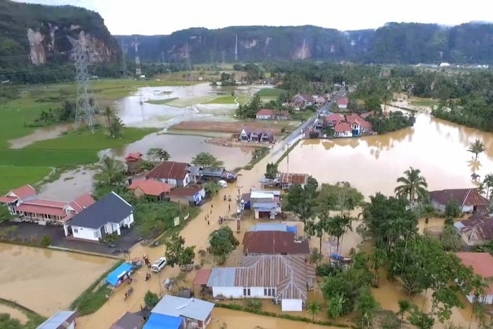 Kondisi banjir yang melanda Kabupaten Lima Puluh Kota, Sumatra Barat. (Dok. BPBD Kabupaten Lima Puluh Kota)